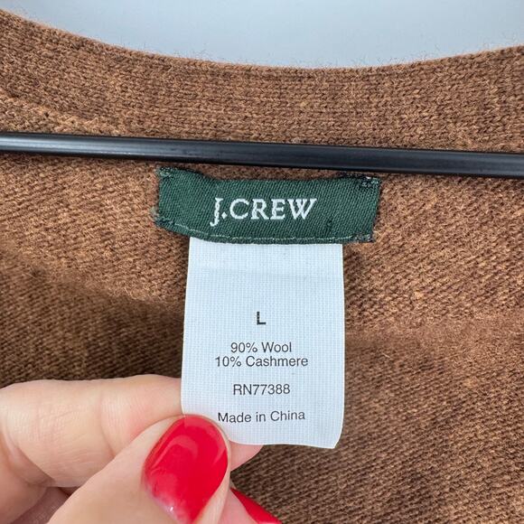 J.Crew Y2K Argyle Wool Cashmere Cardigan Brown Beige Preppy Sweater Size L - Picture 3 of 5